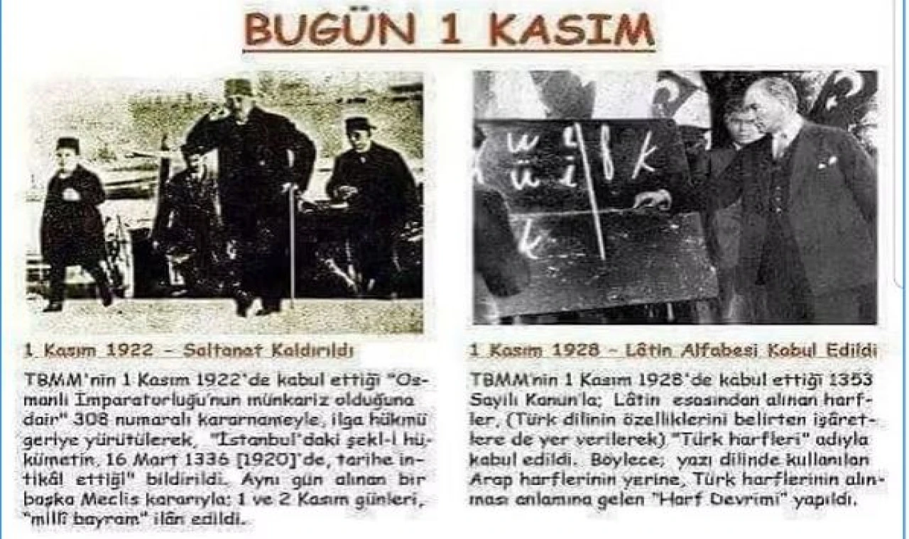 UNUTMA. BUGÜN 1 KASIM!
