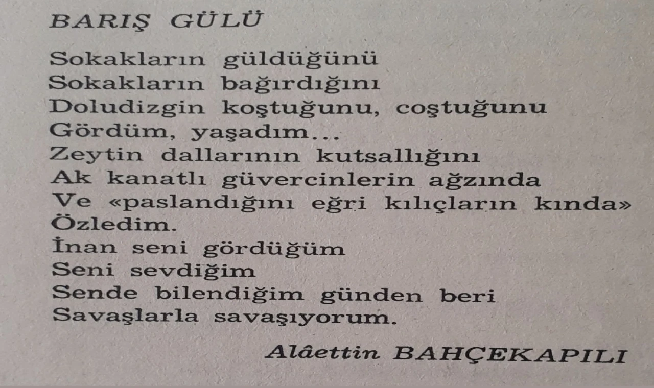 BUGÜN 21 MART DÜNYA ŞİİR GÜNÜ. 'BARIŞ GÜLÜ' ŞİİRİMİ SUNUYORUM