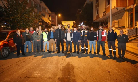 Başkan Adıgüzel'in Kayışdağı'nda gece mesaisi